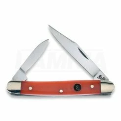 Hen & Rooster Pen Knife Red Smooth Bone Pocket Knife