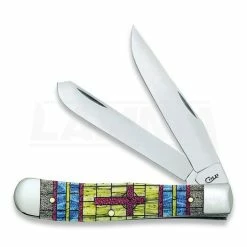 Case Cutlery Trapper Stained Glass Cross Pocket Knife 38713