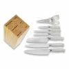 Hen & Rooster 7Pc Kitchen Set Wood Stand -knives Shop 62055 HRI067W 01